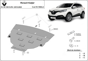 Scut motor din aluminiu Renault Kadjar 2015 - 2022 - Img 3