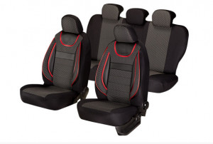 Set huse scaun material textil Dynamic negru cu rosu