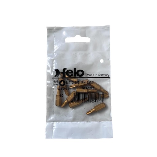Set 10 biti Felo, seria TiN Plus Extra Slim profil Philips, C6.3, PH2, 25mm