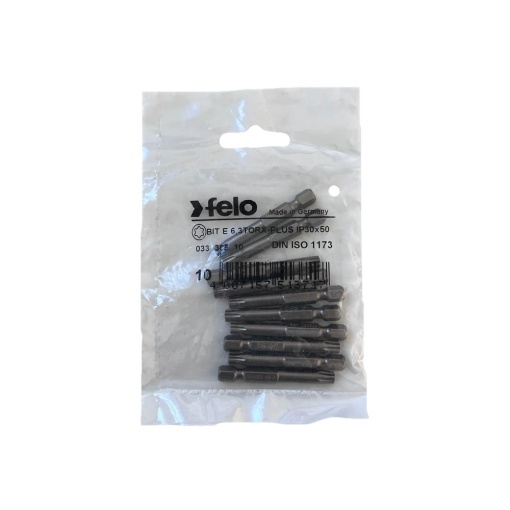 Set 10 biti Felo, seria Industrial profil Torx Plus, E6.3, IP30, 50mm