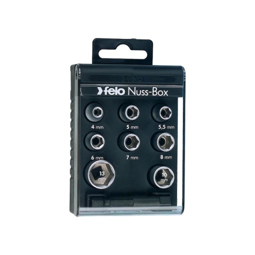 Felo 5798106, Set chei tubulare Nuss-Box 1/4", HEX 4-13mm, include adaptor, 9 piese