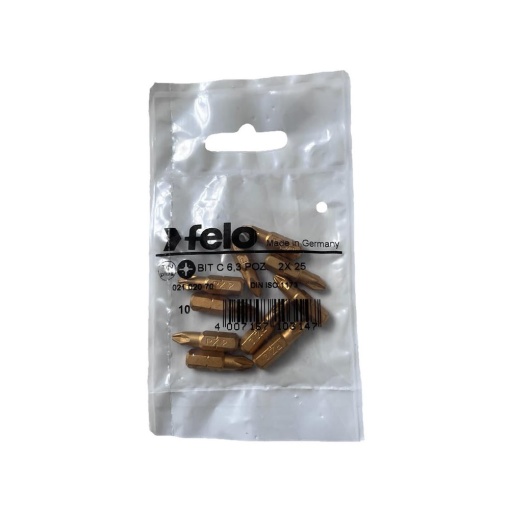 Set 10 biti Felo, seria TiN Plus profil Pozidrive, C6.3, PZ2, 25mm