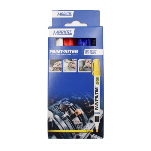 Set 4 markere Valve Action - alb, roșu, albastru și negru, Markal