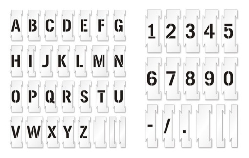 Set sabloane vopsire litere si cifre 0-9 / A-Z, de 5 -30 cm inaltime caracter.