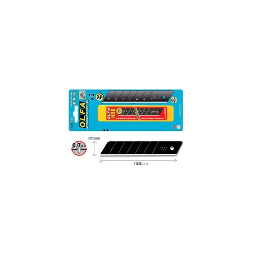 HBB-5B Set 5 lame cutter segmentate negre 25mm, Olfa
