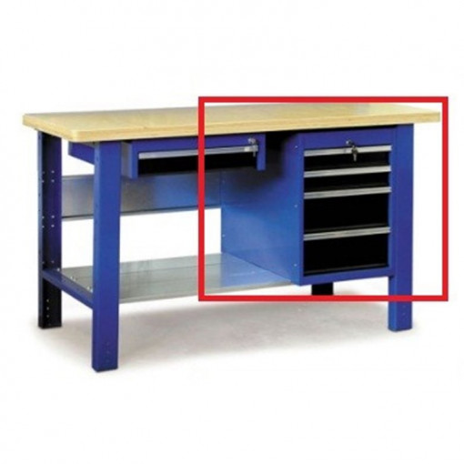Work 3 Casetiera pentru banc de lucru cu 4 sertare