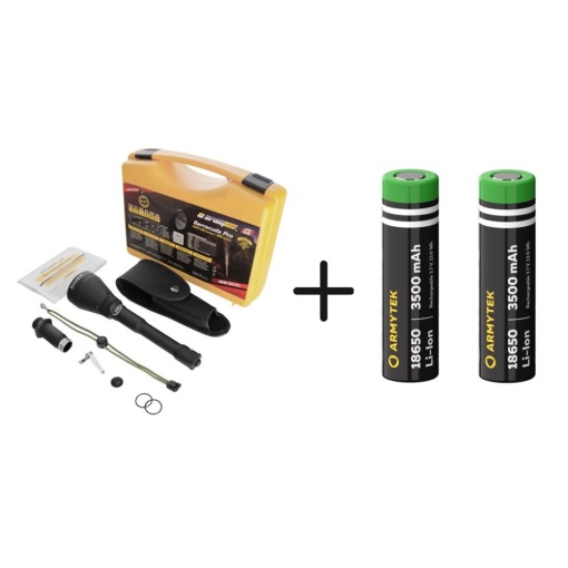 SB18 Set lanterna Armytek Barracuda Pro - White cu acumulatori Armytek 18650 Li-Ion 3500 mAh, fara protectie, Armytek