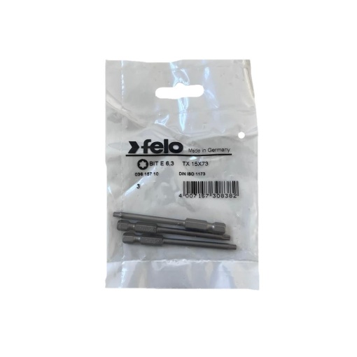 Set 3 biti Felo, seria Industrial profil Torx, E6.3, TX15, 73mm