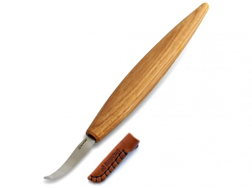SK4S Cutit de cioplit linguri cu curba larga si teaca de piele, BeaverCraft