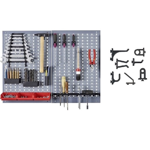 Kit 2 panouri perforate vertical/orizontal 800x600 pentru scule profesionale cu set 20 carlige plastic