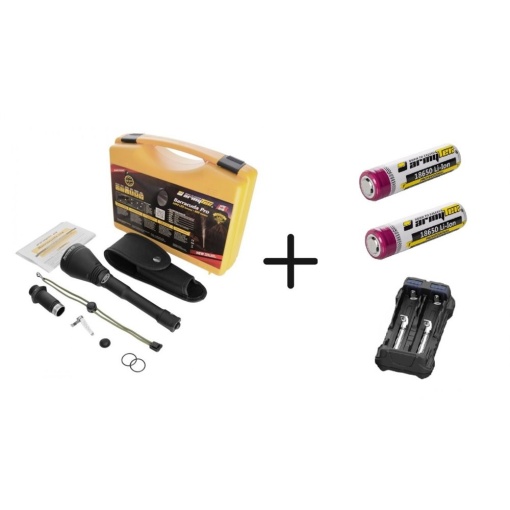 SB22 Set lanterna Armytek Barracuda Pro - Warm cu acumulatori Armytek 18650 Li-Ion 3500 mAh, cu protectie si incarcator, Armytek