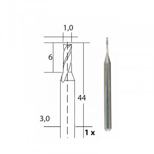 28758 Freza 2 caneluri 1.0x3.0mm, Proxxon - Img 3