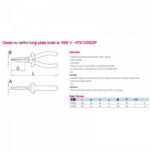 472/1VDEDP Cleste/Patent izolat la 1000 V cu varfuri plate, Unior - Img 3
