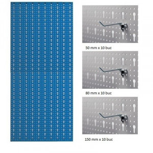 AB5 Panou profesional vertical albastru, 500x1000 mm cu set 30 carlige metalice - Img 2