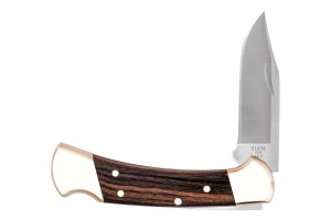 Briceag de vanatoare Buck 112 Ranger (0112BRSFG-B / 0112BRS-B), otel 420HC, alama si abanos, Lockback - Img 4