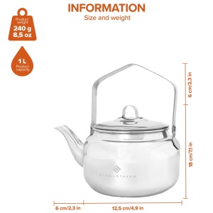 Ceainic pentru foc de tabara Stabilotherm Kaffepanna 1L din otel inoxidabil - Img 6