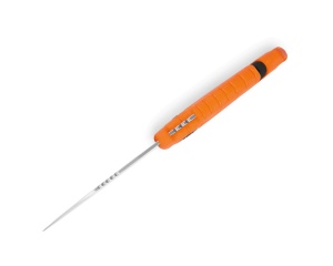 Cutit de vanatoare Buck 658 Pursuit Small 0658ORS-B, lama 8.3 cm, otel 420HC, maner cauciuc portocaliu, teaca inclusa - Img 2