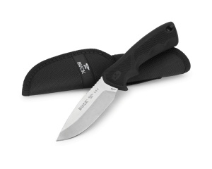 Cutit de vanatoare Buck 685 BuckLite MAX II Large 0685BKS-B, lama 10.2 cm, otel 420HC, maner cauciuc, teaca inclusa - Img 2