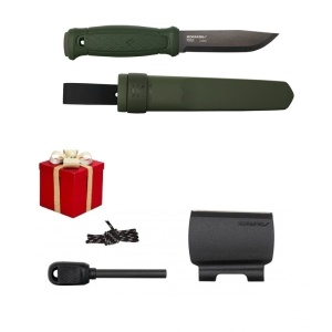 Cutit Garberg Green Carbon negru cu teaca polimer si Kit supravietuire, Morakniv