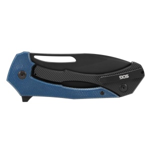 Cutit pliabil SOG Bulwark FL Blue, lama CRYO D2 Clip Point, Frame Lock, maner G10 albastru - Img 6