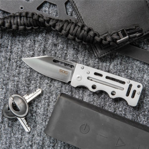 Cutit pliabil SOG Cash Card EZ1-CP, lama Clip Point 8Cr13MoV, Liner Lock, Money Clip, EDC Slim Wallet Knife - Img 10