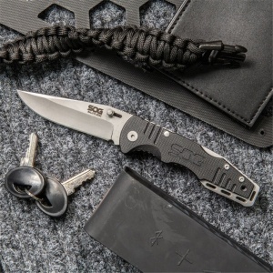 Cutit pliabil SOG Salute Mini Bead Blasted FF1001-CP, lama 8Cr13MoV, Lockback, maner G10, EDC Tactical Folder - Img 15