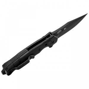 Cutit pliabil SOG SEAL XR Black 12-21-02-57, lama Clip Point CPM S35VN Black Cerakote, XR Lock, Flipper, Thumb Stud, maner GRN Black, Made in USA - Img 7