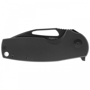 Cutit pliabil SOG Stout FLK Blackout 14-03-02-57, lama Clip Point CRYO D2 Black TiNi, Frame Lock, deschidere Flipper, maner G10 Black, EDC - Img 5