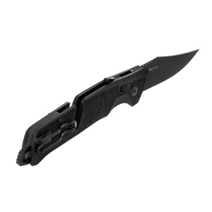 Cutit pliabil SOG Trident AT Blackout 11-12-05-41, lama Clip Point CRYO D2 Black TiNi, deschidere asistata S.A.T., AT-XR Lock, taietor de centura, spargator geam, maner GRN Black - Img 4