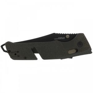 Cutit pliabil SOG Trident AT Olive Drab 11-12-03-41, lama Drop Point CRYO D2 Black TiNi, deschidere asistata S.A.T., AT-XR Lock, taietor de centura, spargator de geam, maner GRN Olive Drab - Img 11