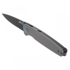 Cutit pliabil SOG Twitch III Gray 11-15-03-43, lama Drop Point D2 Satin, deschidere asistata S.A.T., Lockback, maner aluminiu gri, EDC Premium - Img 2
