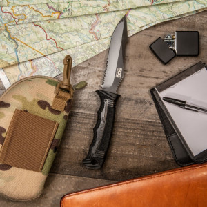 Cutit tactic SOG SEAL Strike Black TiNi, otel AUS-8, lama partial zimtata 125 mm - Img 14