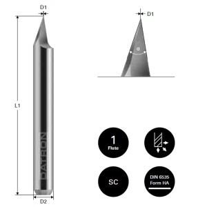 Freza pentru gravura, Datron 0068284C, 20 grade, 0.10x6.0mm - Img 2