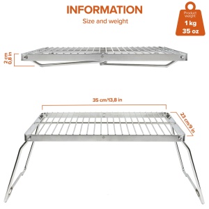 Gratar pliabil pentru foc de tabara Stabilotherm BBQ Grid Medium din otel inoxidabil - Img 5