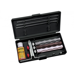 Lansky Natural Arkansas Sharpening System - Set Sistem ascutire de precizie a cutitelor cu 3 pietre naturale Arkansas