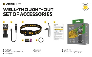 Lanterna frontala Armytek Elf C1 USB-C PCB Warm 930 lm cu acumulator 18350 inclus - Img 14