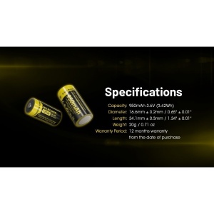 Nitecore NL169 Acumulator RCR123A 950mAh - Img 9