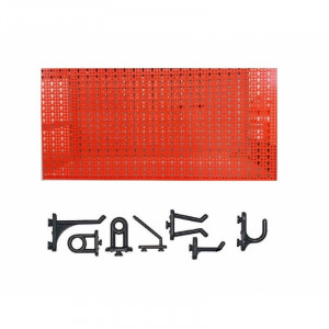 Panou perforat orizontal de 1000x500mm rosu cu set de 20 carlige plastic - Img 2