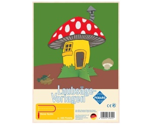 Sablon din lemn, "Cabana Ciupercii", pentru traforaj, dimensiunea A4, Pebaro