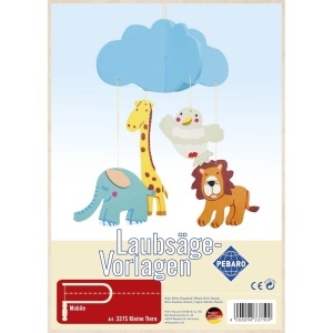 Sablon din lemn, "Little animals", pentru traforaj, dimensiunea A4, Pebaro