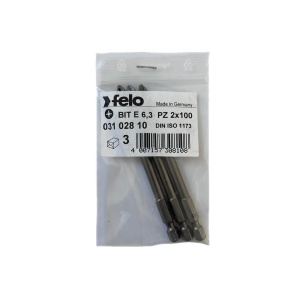 Set 3 biti Felo, seria Industrial profil Pozidrive, E6.3, PZ2, 100mm - Img 1
