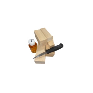 Set 5 blocuri din lemn de tei pentru cioplit cu 50 ml ulei tung + cutit sculptura basic, Morakniv - Img 4