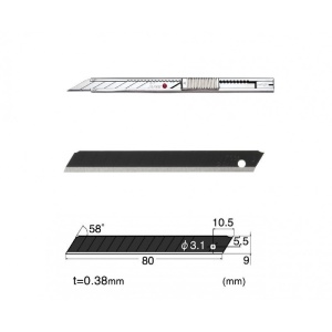 Set Cutter / cutit utilitar INOX mic - NT Cutter - 9mm + 10 lame de schimb + rigla 30 cm - Img 20