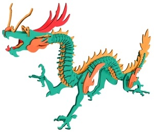 Set de constructie din lemn „Dragon chinezesc”, debitat cu laser Pebaro - Img 3