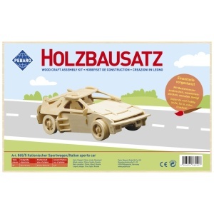 Set de constructie din lemn „Masina sport italiana” debitat cu laser Pebaro - Img 2