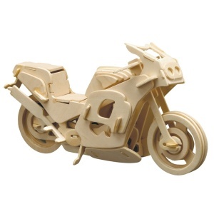 Set de constructie din lemn „Motocicleta de curse” debitat cu laser Pebaro