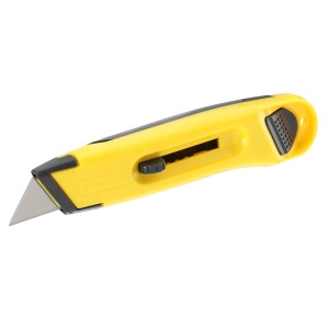 Stanley 0-10-088, Cutter cu lama retractabila, interlock, cu stocare de pana la 10 lame, 150mm + o lama trapezoidala 19x62mm - Img 1