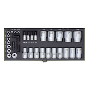 Trusa tubulare si biti, 36 de piese pentru dimensiuni în inch, 1/4" si 1/2", Proxxon 23114 - Img 10