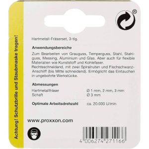 27116 Set 3 freze tungsten 1-2-3mm, , ax 3mm, Proxxon - Img 4