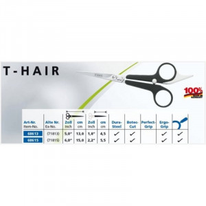 76861 Foarfeca pentru frizerie/coafura, T-Hair, Kretzer - Img 2